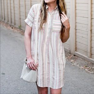 Madewell Rainbow Stripe Popover Courier Shirtdress